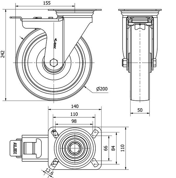 R.GIR.PLACA FR.INOX.10ZVIFD200-POAR POLIAMIX BLANCO-POLIUR.AZUL ROD.