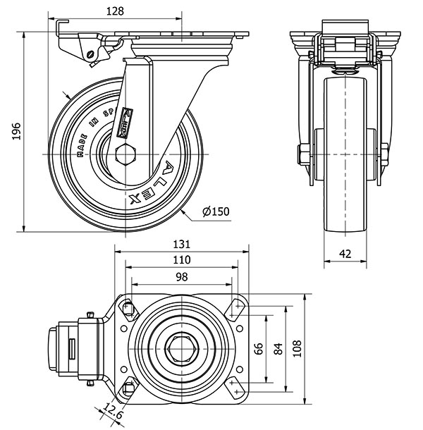 R.GIR.PLACA MEC.DIR.10ZVMD150-POLR POLIAMIX BLANCO-POLIUR.MARRON ROD