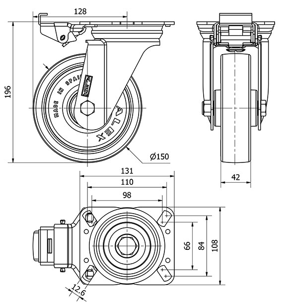 R.GIR.PLACA MEC.DIR.10ZVMD150-POAR POLIAMIX BLANCO-POLIUR.AZUL RODIL
