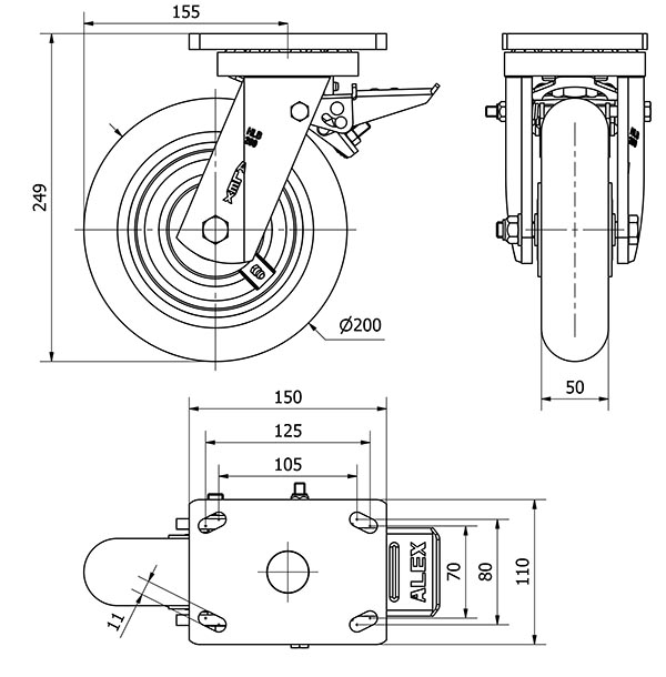 R.GIR.PLACA FRENO 10HLBFD200-HUAB HIERRO-POLIUR.NARANJA BOLAS BALONA