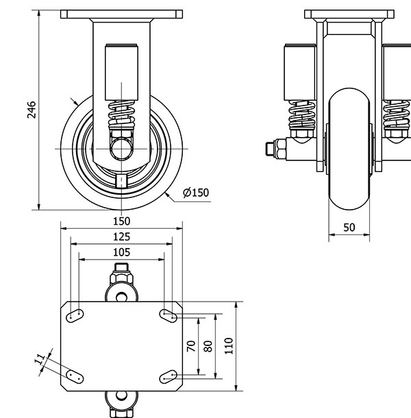 R.FIJA 17HLSE150-HUAB SUSPENSION POLIUR.NARANJA EJE BOLAS BALONA