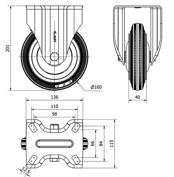 R.FIJA 17ZV160CP-PSB POLIAMIX-GOMA GRIS EJE BOLAS