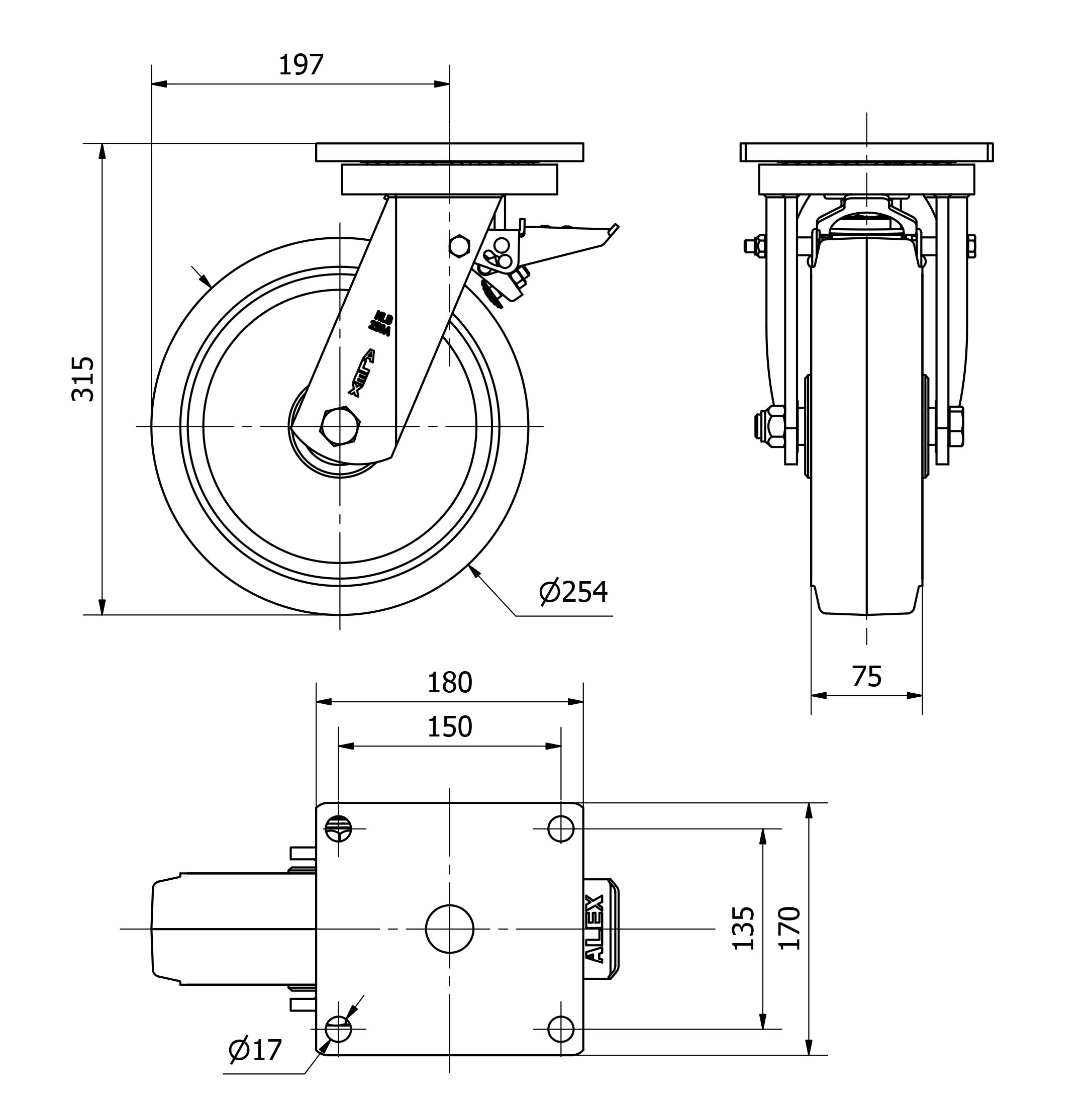 R.GIR.PLACA FRENO(ANCHA)10HLBFD250A-HGB HIERRO-GOMA NEG.NATUR.BOLAS