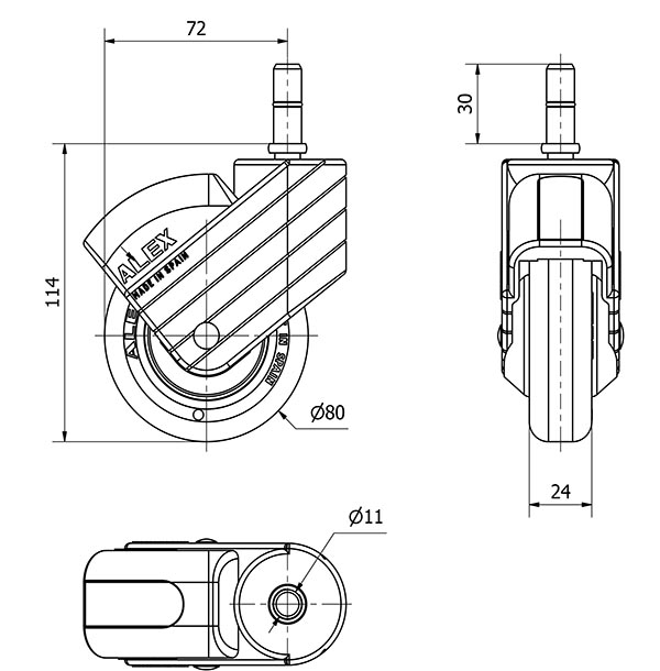 R.GIR.ESP.LISA M11x30 30HPC80CP-PGIC POLIAMIX-GOMA GRIS ANTIEST.LISO