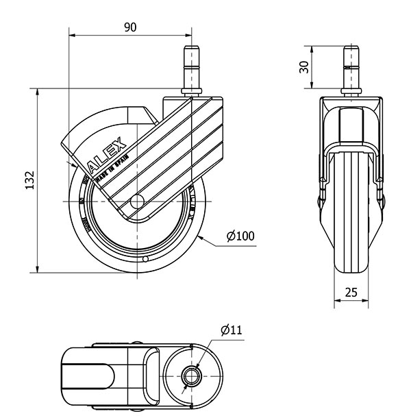 R.GIR.ESP.LISA M11x30 30HPC100CP-PLGIC POLIAMIX-GOMA GRIS ANTIES.LIS