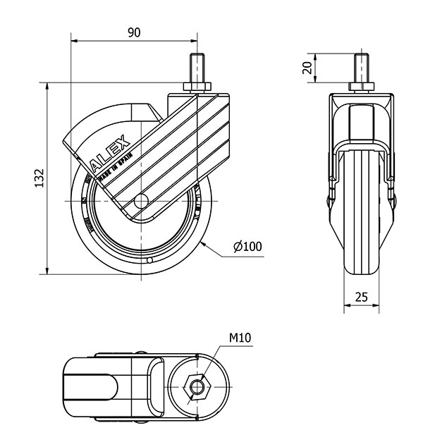 R.GIR.ESP.ROSC.M10x20 50HPC100CP-PLGIC POLIAMIX-GOMA GR.ANTIEST.LISO