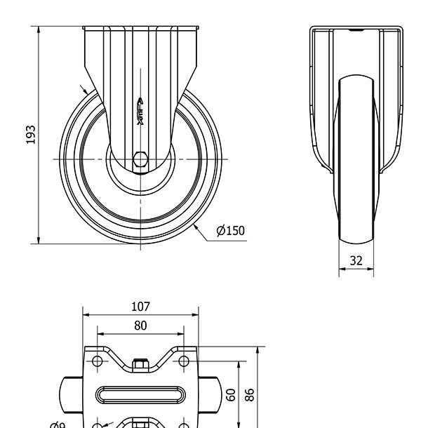 R.FIJA 17A150CP-PGAISB GOMA GRIS EJE BOLAS