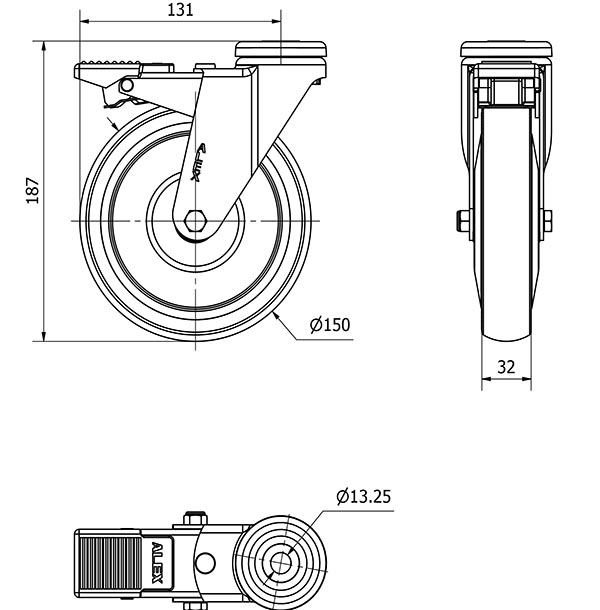 R.GIR.AGUJERO M12 FRENO 20AFD150CP-PGAISB GOMA GRIS EJE BOLAS