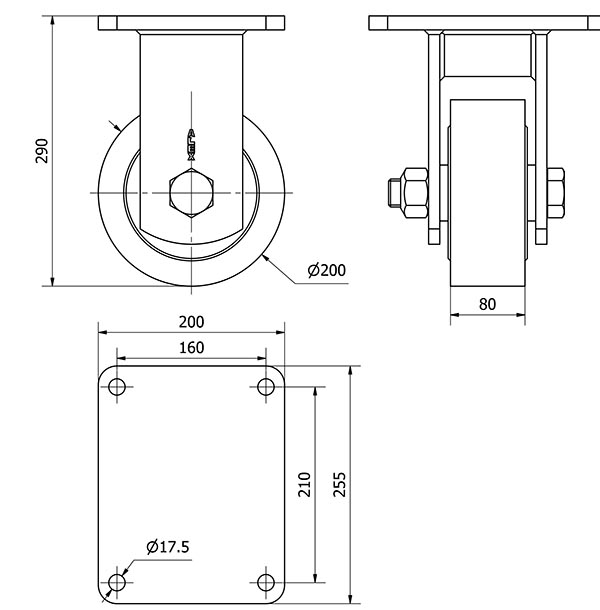 R.FIJA 17HLR200-NFB NYLON FUNDIDO EJE BOLAS