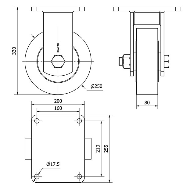 R.FIJA 17HLR250-NFB NYLON FUNDIDO EJE BOLAS