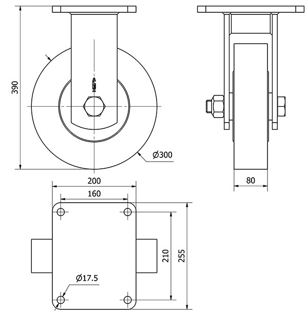 R.FIJA 17HLR300-NFB NYLON FUNDIDO EJE BOLAS
