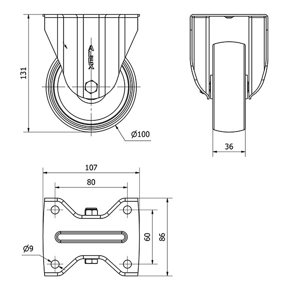 R.FIJA 17ZVL100-TN NYLON BLANCO EJE LISO