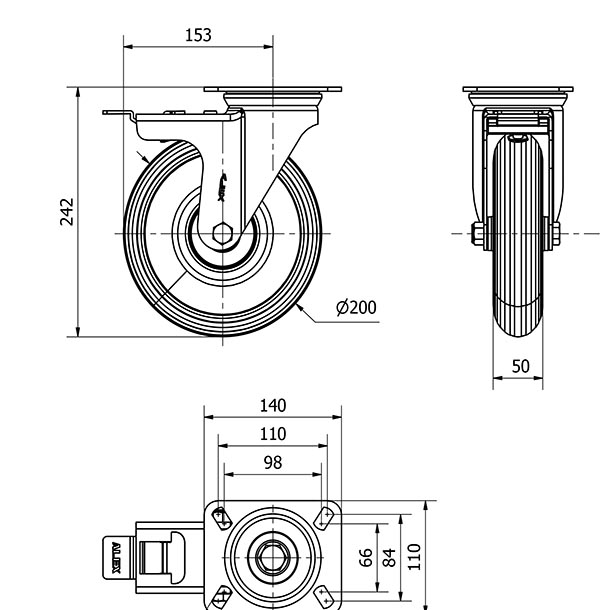 R.GIR.PLACA FRENO 10ZVFD200-RILR METALICO-NEUMATICA GRIS RODILLOS