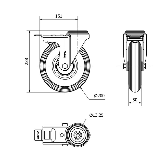 R.GIR.AGUJERO M12 FRENO 20ZVFD200-RILR METALICO-NEUMATICA GRIS RODIL