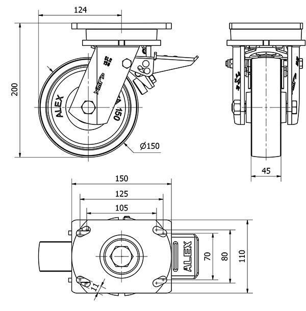 R.GIR.PLACA 10SLR150-CI HIERRO FUNDIDO EJE LISO