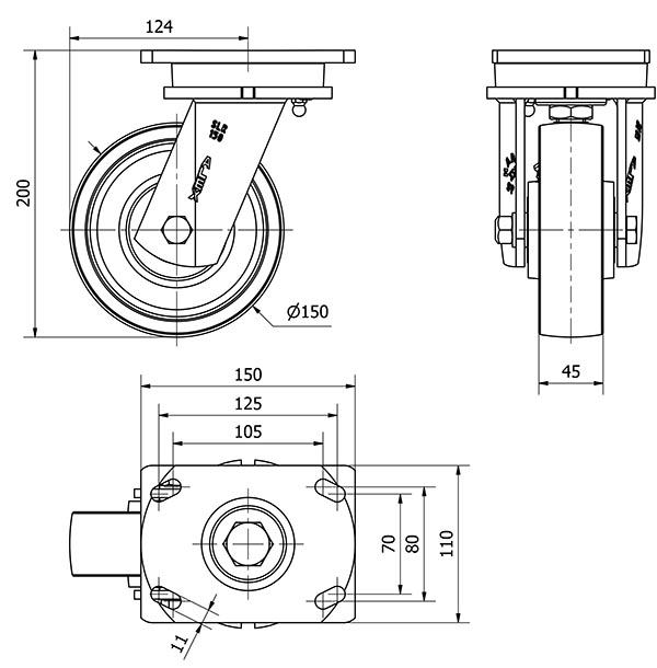 R.GIR.PLACA 10SLR150-CIB HIERRO FUNDIDO EJE BOLAS