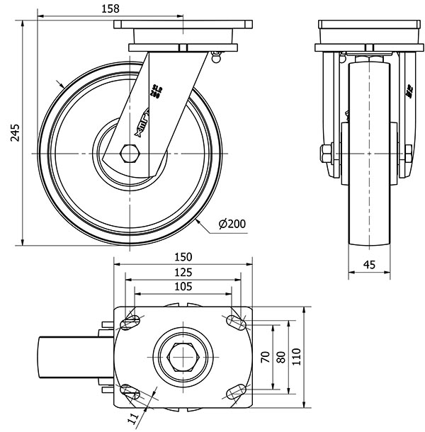 R.GIR.PLACA 10SLR200-CIB HIERRO FUNDIDO EJE BOLAS