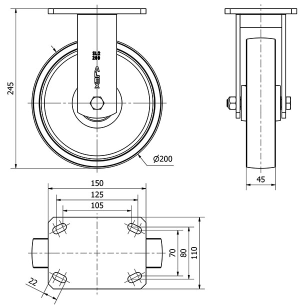 R.FIJA 17SLR200-CI HIERRO FUNDIDO EJE LISO