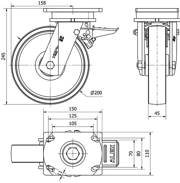 R.GIR.PLACA FRENO 10SLRFD200-CI HIERRO FUNDIDO EJE LISO