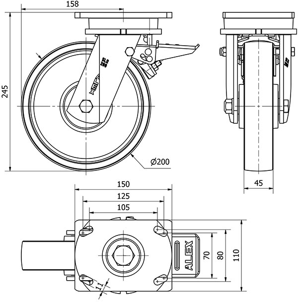 R.GIR.PLACA FRENO 10SLRFD200-CIB HIERRO FUNDIDO EJE BOLAS