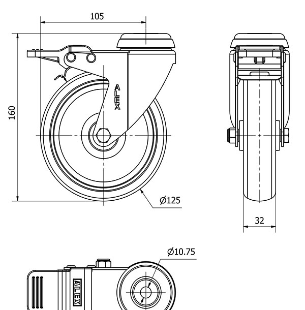 R.GIR.AGUJER.M10 FRENO 20BHAFD125-PGZN POLIAMIX-GOMA GRIS INYECT.LIS