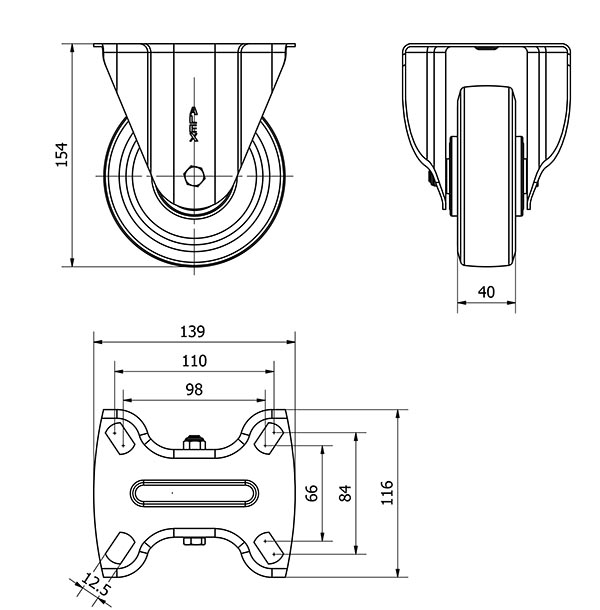 R.FIJA 17TVC125-DEB ALUMINIO-GOMA NEGRA ELASTICA EJE BOLAS