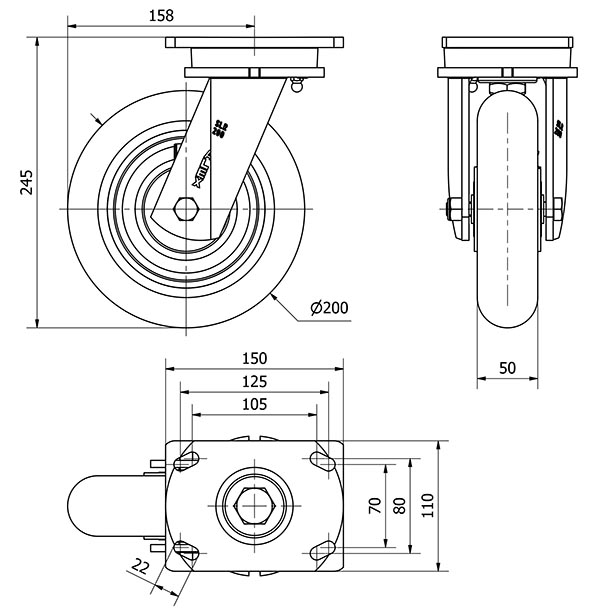 R.GIR.PLACA 10SLR200-HUAB HIERRO-POLIUR.NARANJA EJE BOLAS BALONA