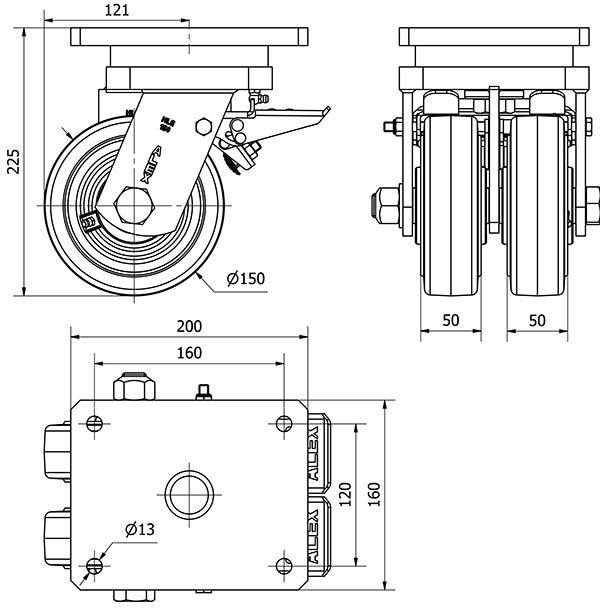 R.GIR.PLACA FRENO 10HLGFD150-HGB HIERRO-GOMA NEGRA NATURAL(DOBLE)BOL