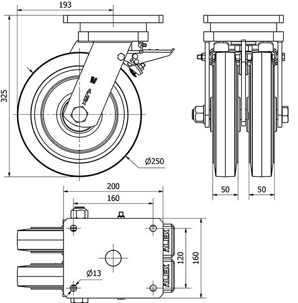 R.GIR.PLACA FRENO 10HLGFD250-HGB HIERRO-GOMA NEGRA NATURAL(DOBLE)BOL