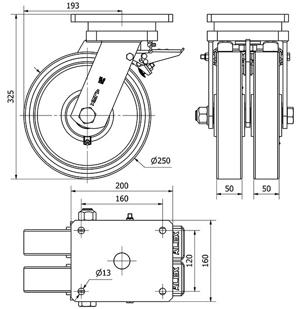 R.GIR.PLACA FRENO 10HLGFD250-HUB HIERRO-POLIUR.NARANJA(DOBLE) BOLAS