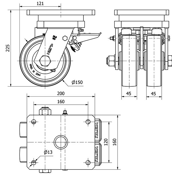 R.GIR.PLACA FRENO 10HLGFD150-FT NYLON BLANCO EXTRAFUERTE(DOBLE) LISO