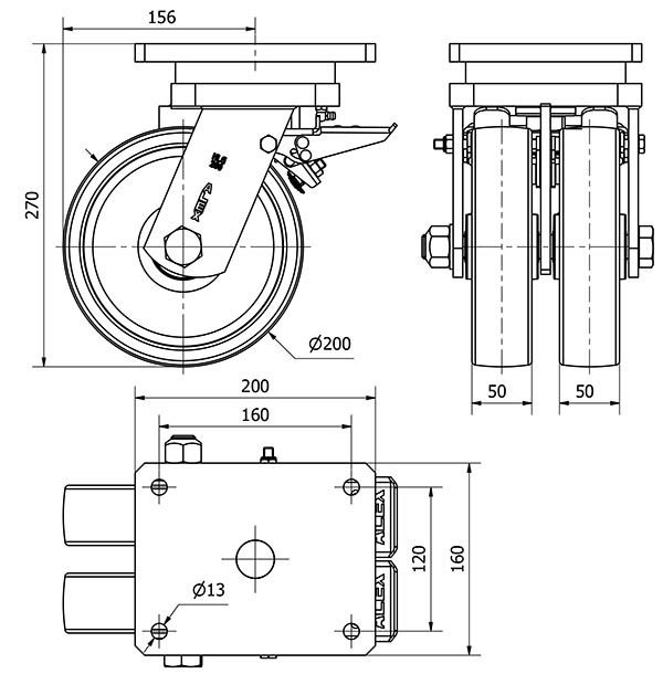 R.GIR.PLACA FRENO 10HLGFD200-FT NYLON BLANCO EXTRAFUERTE(DOBLE) LISO