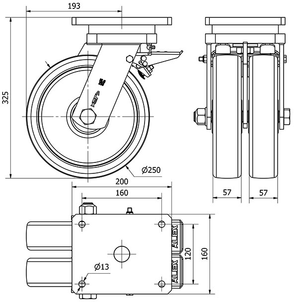 R.GIR.PLACA FRENO 10HLGFD250-FT NYLON BLANCO EXTRAFUERTE(DOBLE) LISO