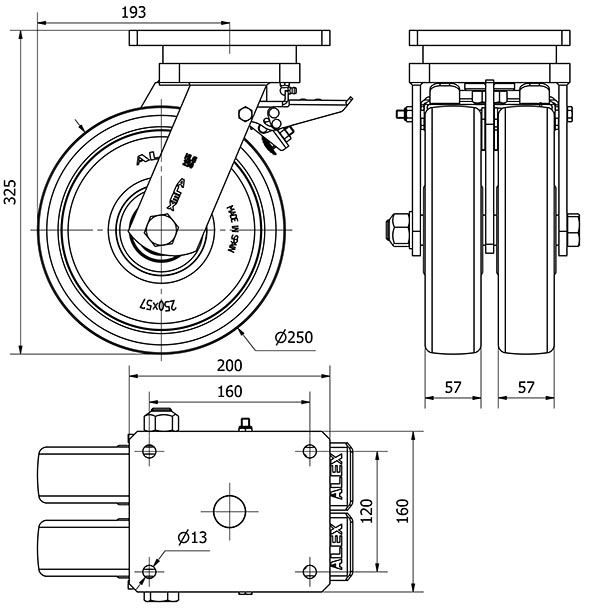 R.GIR.PLACA FRENO 10HLGFD250-FTB NYLON BLANCO EXTRAFUERTE(DOBLE)BOL.
