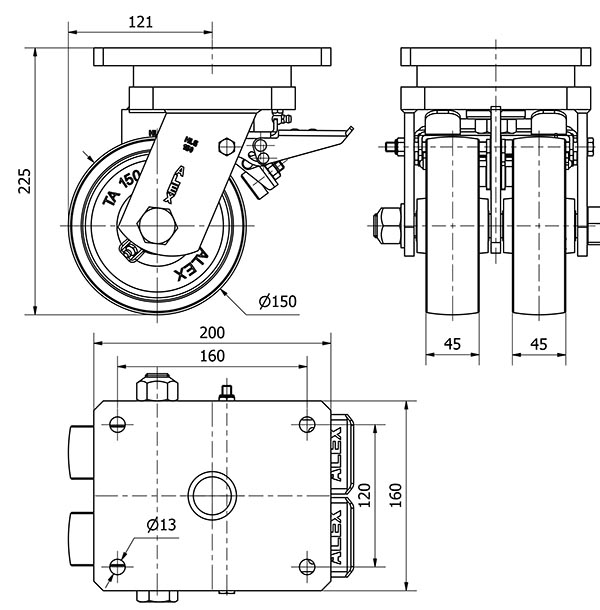 R.GIR.PLACA FRENO 10HLGFD150-CI HIERRO FUNDIDO(DOBLE) EJE LISO
