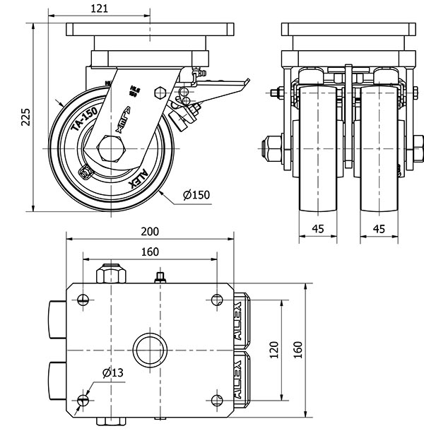 R.GIR.PLACA FRENO 10HLGFD150-CIB HIERRO FUNDIDO(DOBLE) EJE BOLAS