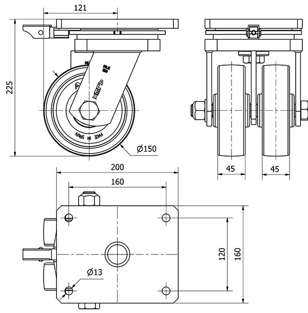 R.GIR.PLACA MEC.DIR.10HLGMD150-FT NYLON BLANCO EXTRAFUERT(DOBLE)LISO