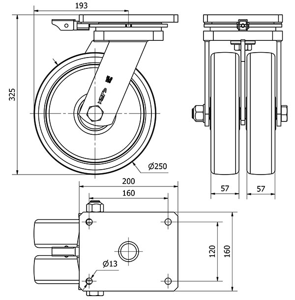R.GIR.PLACA MEC.DIR.10HLGMD250-FT NYLON BLANCO EXTRAFUERT(DOBLE)LISO