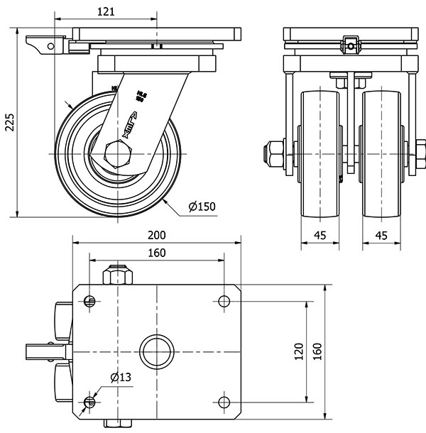 R.GIR.PLACA MEC.DIR.10HLGMD150-FTB NYLON BLANCO EXTRAFUERT(DOBLE)BOL