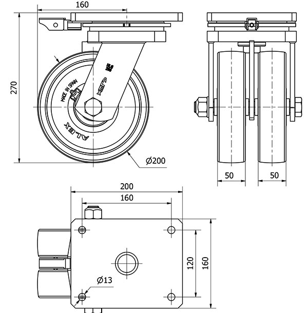R.GIR.PLACA MEC.DIR.10HLGMD200-FTB NYLON BLANCO EXTRAFUERT(DOBLE)BOL