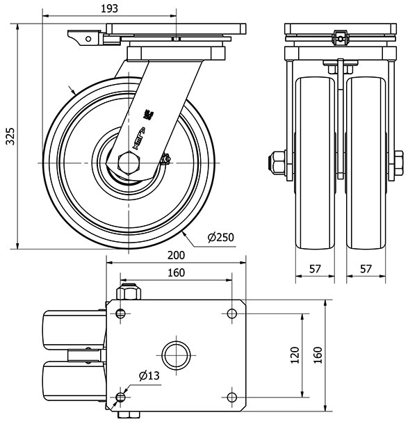 R.GIR.PLACA MEC.DIR.10HLGMD250-FTB NYLON BLANCO EXTRAFUERT(DOBLE)BOL