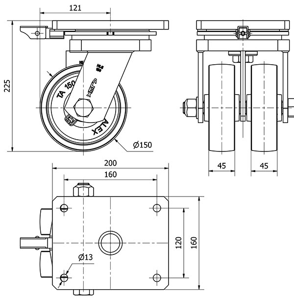 R.GIR.PLACA MEC.DIR.10HLGMD150-CI HIERRO FUNDIDO(DOBLE) EJE LISO