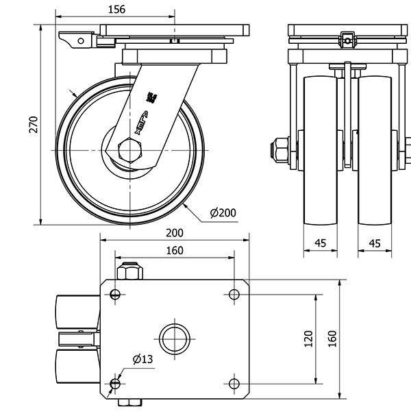 R.GIR.PLACA MEC.DIR.10HLGMD200-CI HIERRO FUNDIDO(DOBLE) EJE LISO