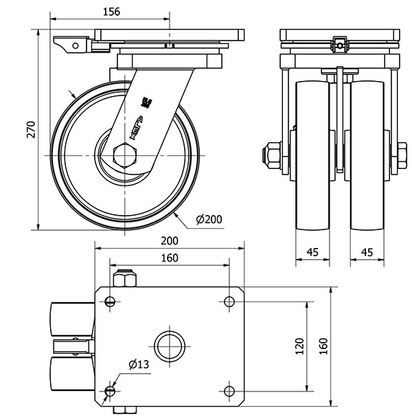 R.GIR.PLACA MEC.DIR.10HLGMD200-CIB HIERRO FUNDIDO(DOBLE) EJE BOLAS