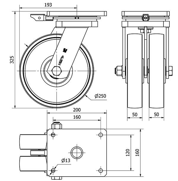 R.GIR.PLACA MEC.DIR.10HLGMD250-CIB HIERRO FUNDIDO(DOBLE) EJE BOLAS