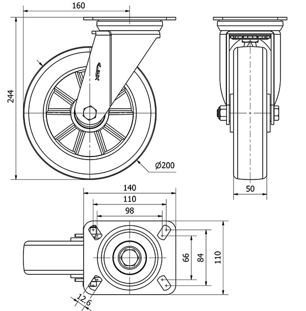 R.GIR.PLACA 4mm 10ZVR200-AUGB ALUMINIO-POLIUR.VERDE EJE BOLAS