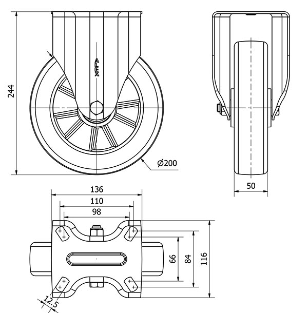 R.FIJA 4mm 17ZVR200-AUGB ALUMINIO-POLIUR.VERDE EJE BOLAS