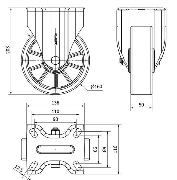 R.FIJA 4mm 17ZVR160-AUB ALUMINIO-POLIUR.NARANJA EJE BOLAS