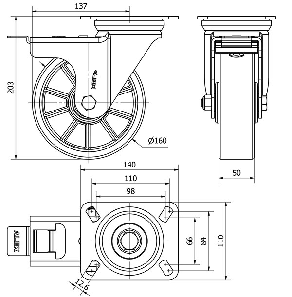 R.GIR.PLACA FRENO 4mm 10ZVRFD160-AUB ALUMINIO-POLIUR.NARANJA BOLAS