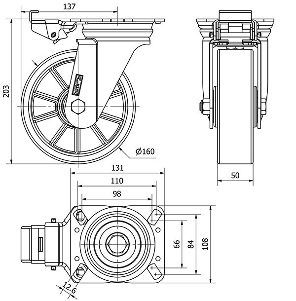 R.GIR.PLACA MEC.DIR.4mm 10ZVRMD160-AUB ALUMINIO-POLIUR.NARANJA BOLAS
